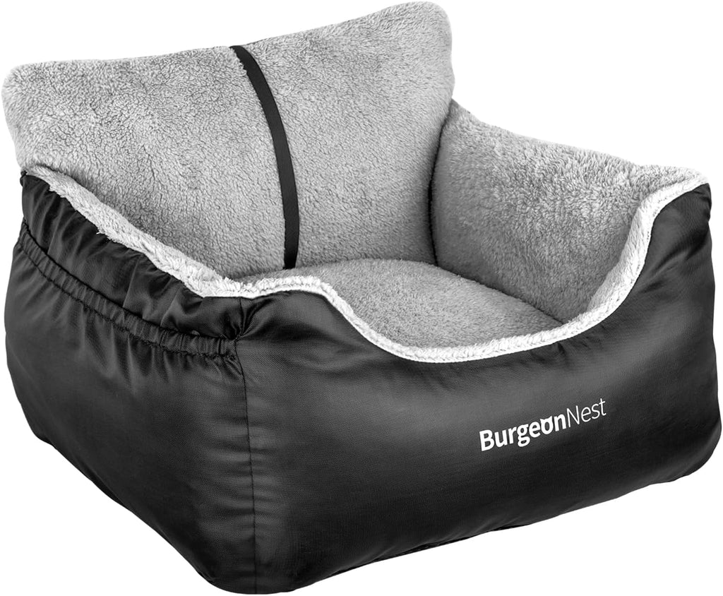 Dog Car Seat for Small Dogs, Soft Pet Car Travel Home Bed under 25 Lbs, Fully Detachable and Washable Cat Booster Carseats with Storage Pockets and Clip-On Leash Portable Carrier,Black