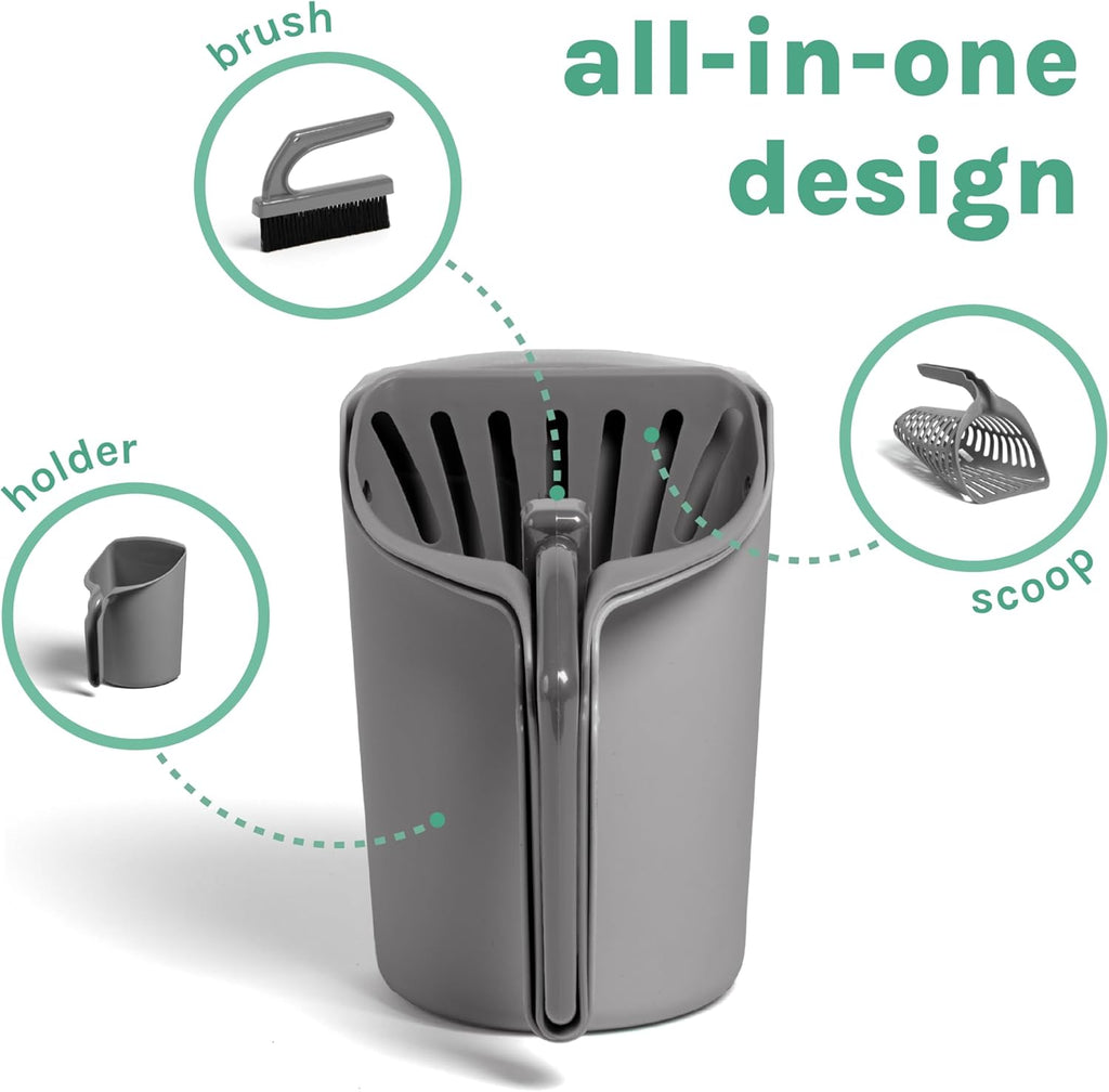 Infinity Cat Litter Scoop with Holder – Non-Stick Aluminum Litter Sifter & Deep Shovel, Ergonomic Handle, Easy Clean Poop Scooper for Cats