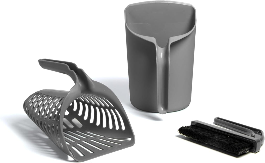 Infinity Cat Litter Scoop with Holder – Non-Stick Aluminum Litter Sifter & Deep Shovel, Ergonomic Handle, Easy Clean Poop Scooper for Cats