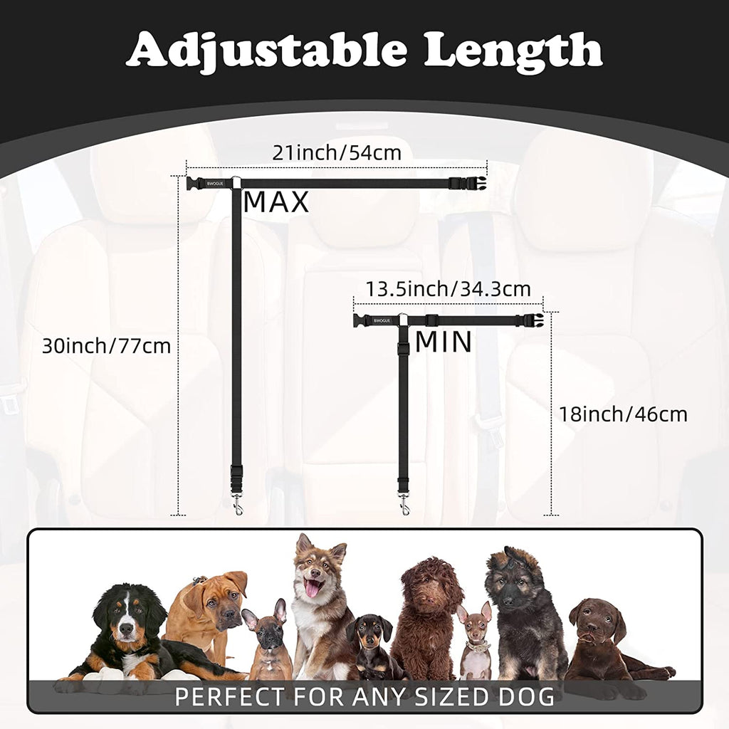 2 Packs Dog Cat Safety Seat Belt Strap Car Headrest Restraint Adjustable Nylon Fabric Dog Restraints Vehicle Seatbelts Harness