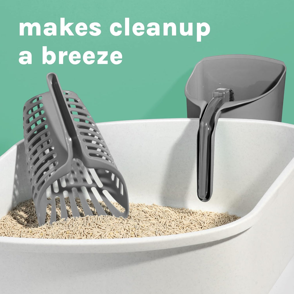 Infinity Cat Litter Scoop with Holder – Non-Stick Aluminum Litter Sifter & Deep Shovel, Ergonomic Handle, Easy Clean Poop Scooper for Cats