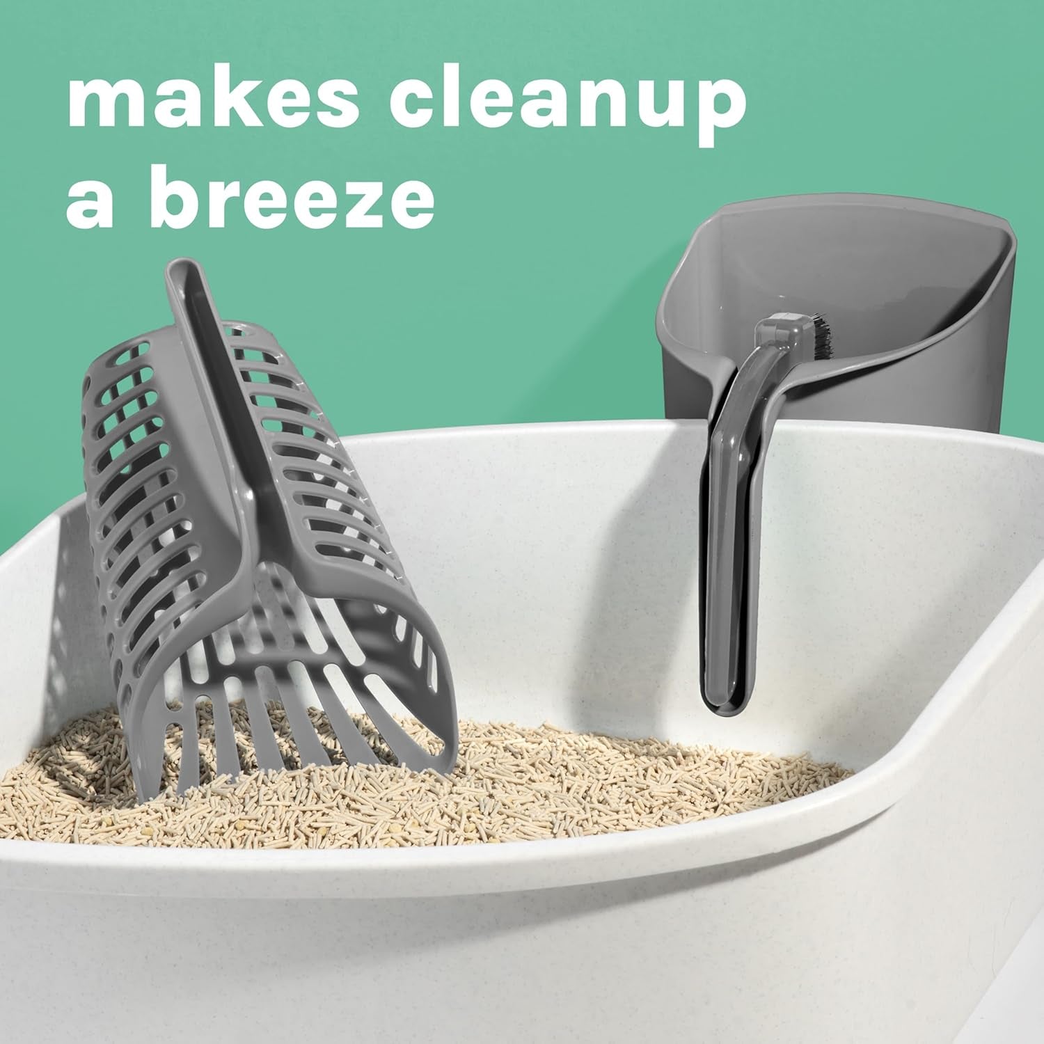 Infinity Cat Litter Scoop with Holder – Non-Stick Aluminum Litter Sifter & Deep Shovel, Ergonomic Handle, Easy Clean Poop Scooper for Cats