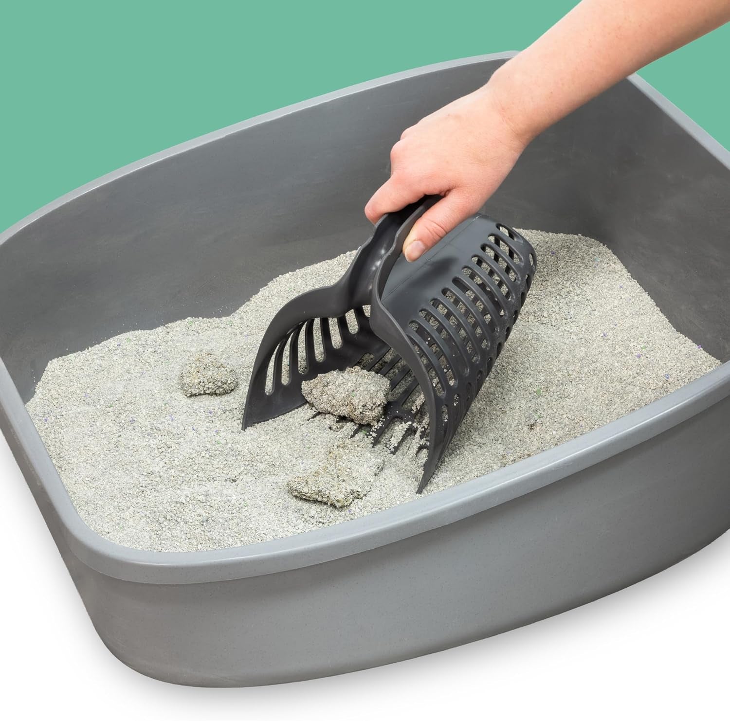 Infinity Cat Litter Scoop with Holder – Non-Stick Aluminum Litter Sifter & Deep Shovel, Ergonomic Handle, Easy Clean Poop Scooper for Cats